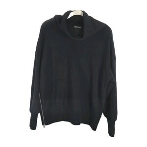 Varley Priya Longline Sweatshirt Side‎ Zip Soft Cowl Neck Black Womens XS COMFY